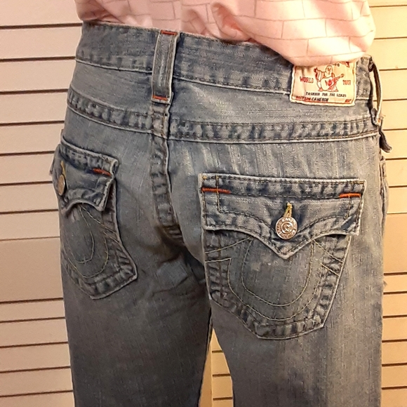 True Religion "Destroyed" Style with Orange & Yellow Stitching "Joey Jean" - Picture 3 of 14